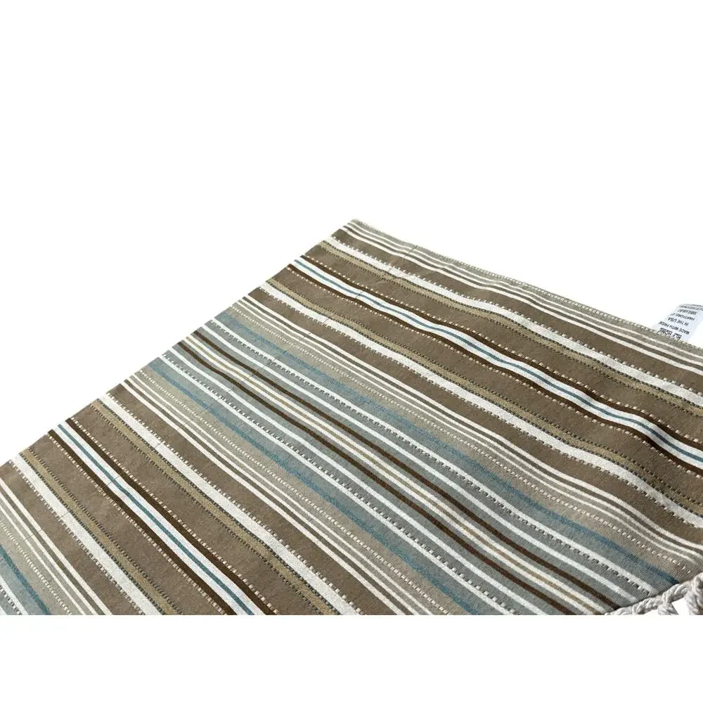 Vintage Set 12 Striped Valances Scalloped Fringe Trim Short Curtains Blue Brown